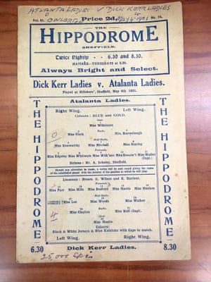 El calendario del partido de Dick Kerr Ladies contra Atalanta Ladies en Hillsborough en mayo de 1921.
